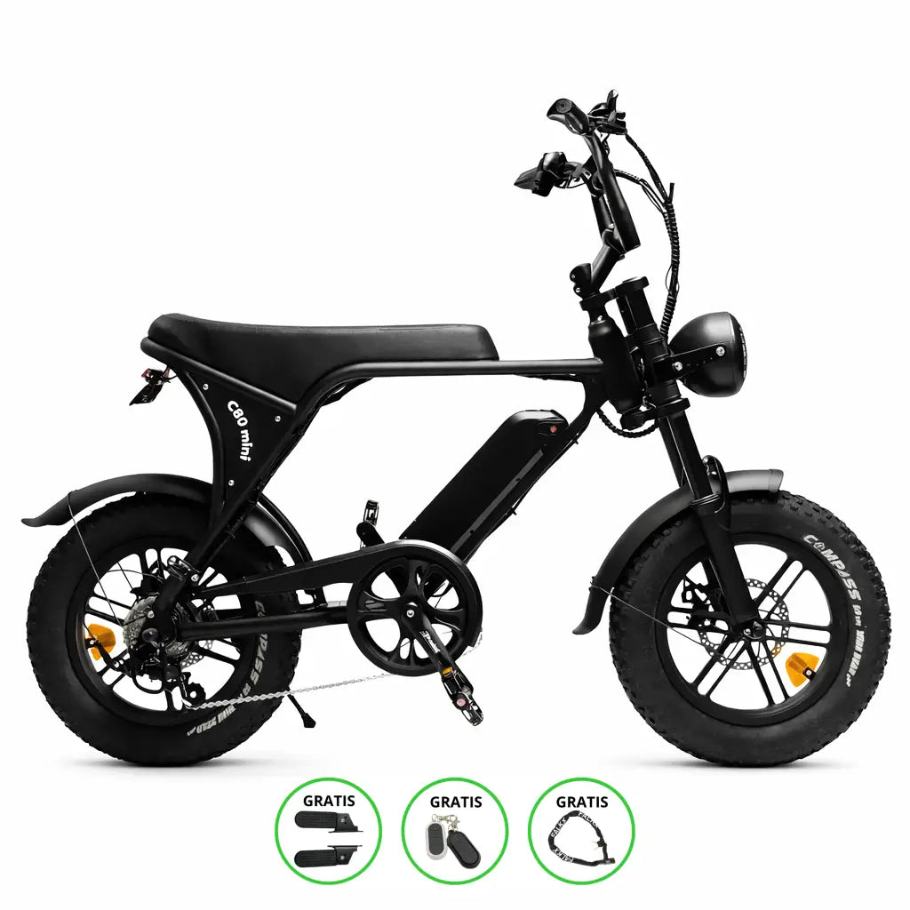 C80 Mini Fatbike | Zwart | 16 inch | 250W Elektrisch